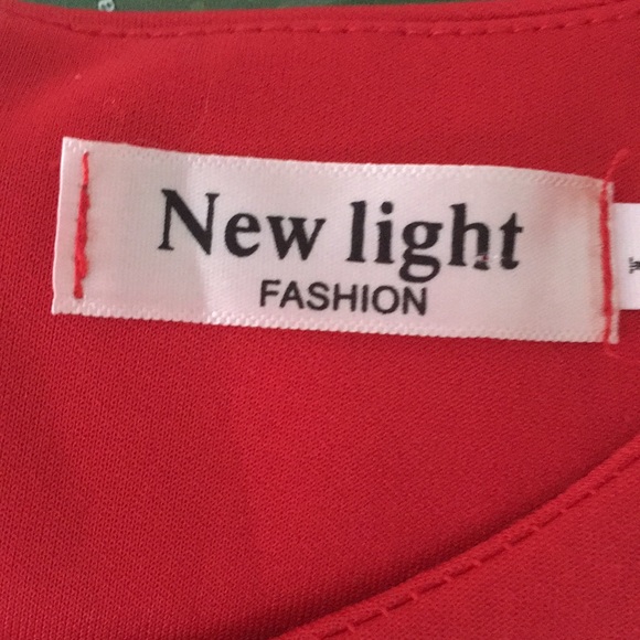 New light. Red fit flared knee length dress - Picture 5 of 8